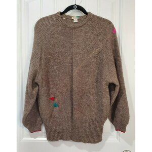 BASILE Made in Italy Vtg 70s Women's Alpaca Blend Crewneck Knit Sweater Size 44